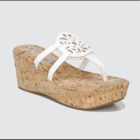 Circus by Sam Edelman Womens Rocky White Faux Leather Thong Wedges Shoes NWT - Picture 3 of 6